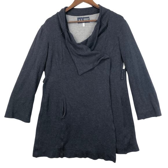 Vintage Armani Jeans Women's Wrap Cardigan XL Black/Gray Open Front - XL - Picture 1 of 14